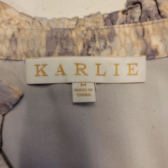 Karlie Abstract Snakeskin Print Long Sleeve Teired Dress Women's Size Medium - Picture 12 of 14
